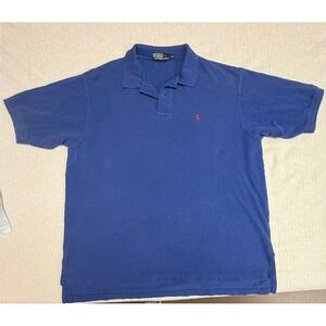 Polo Ralph Lauren Mens XXL Blue Short Sleeve Cotton Polo Shirt Red Pony Logo